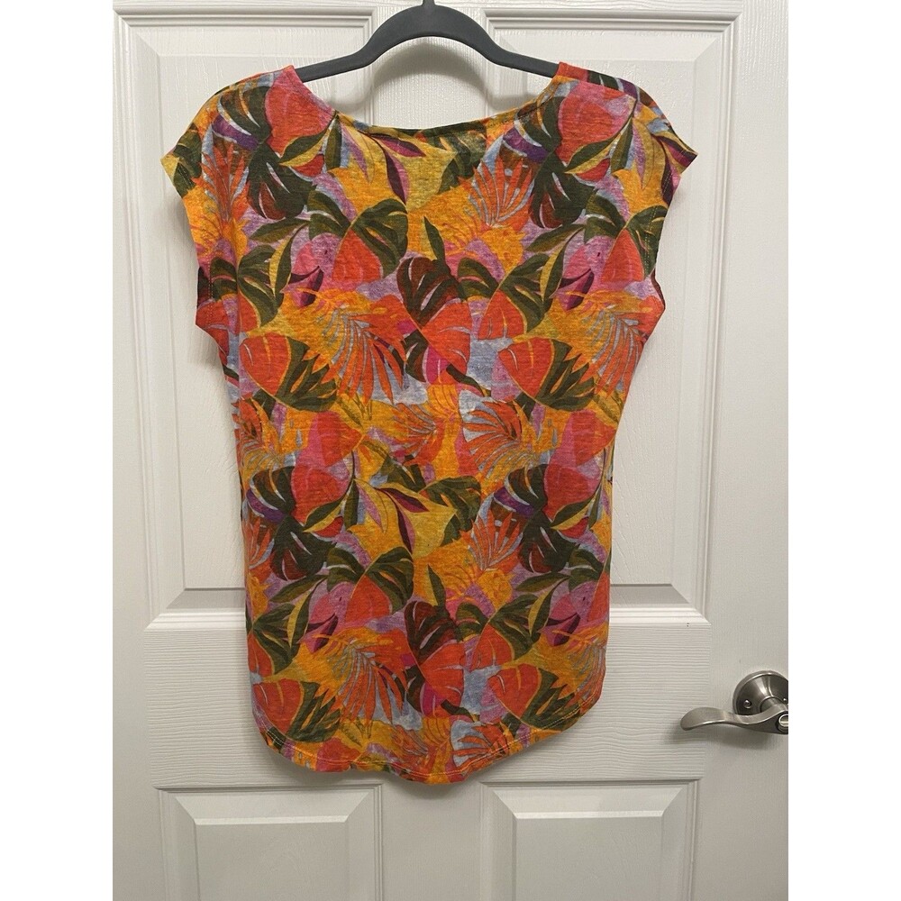 C&C California Women’s Small 100% Linen Tropical Floral Top NWT - Picture 5 of 5